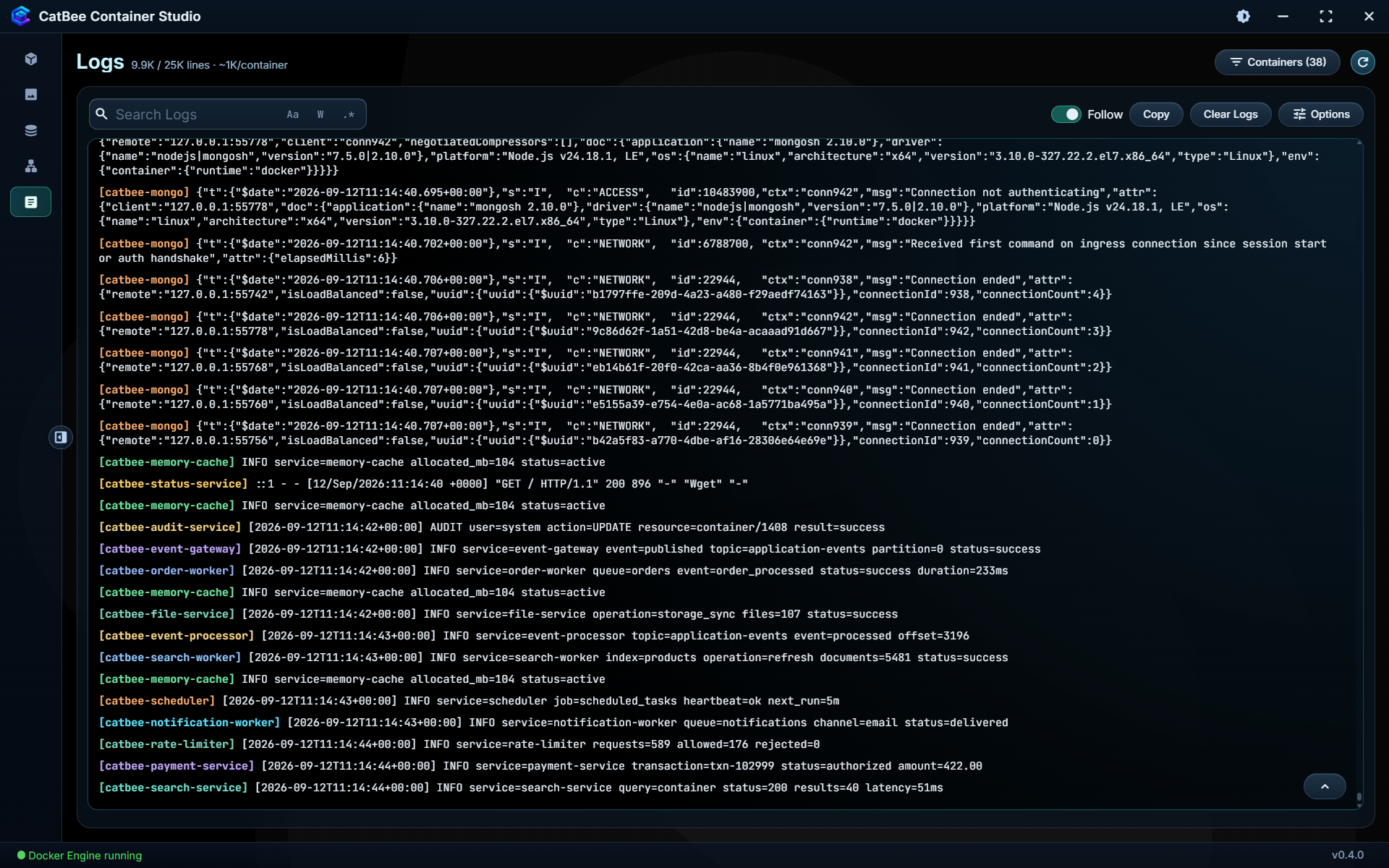 Unified Multi-Container Global Logs