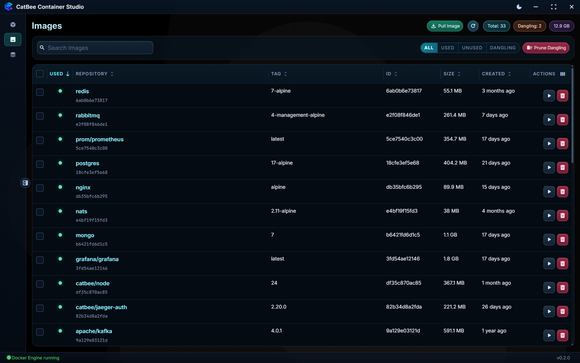 CatBee Container Studio image inventory view
